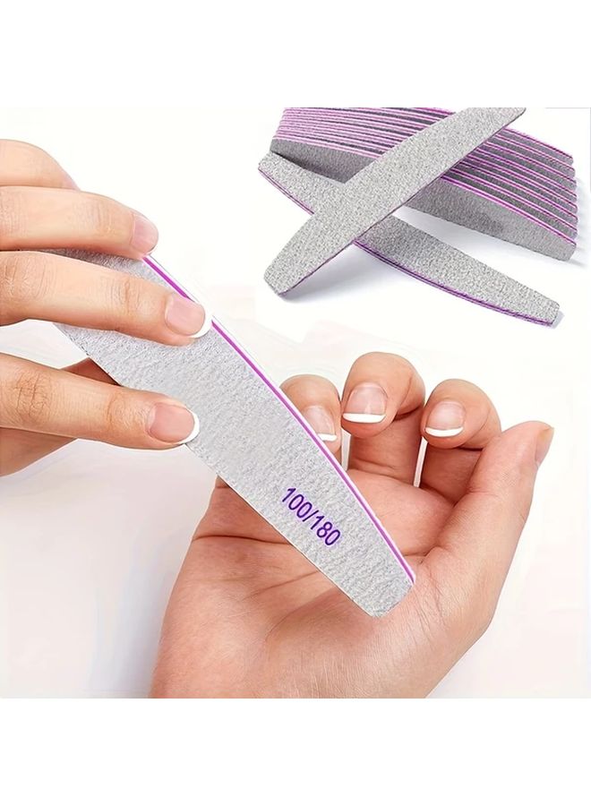 6 قطع من مبرد الأظافر الرمادي، حبيبات 100/180، ملمع مزدوج الجوانب للأظافر الطبيعية والأكريليك - Image 5