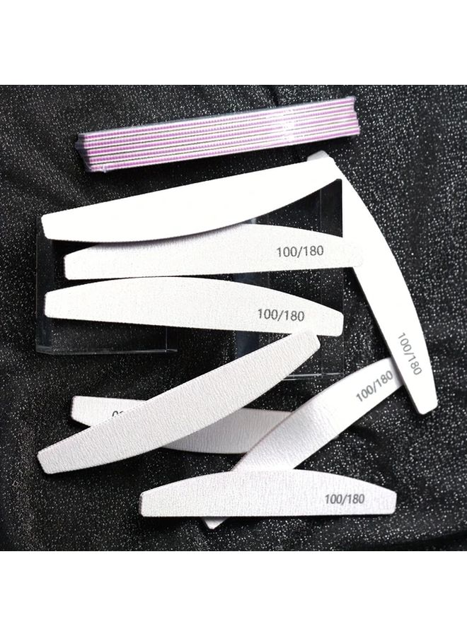 6 قطع من مبرد الأظافر الرمادي، حبيبات 100/180، ملمع مزدوج الجوانب للأظافر الطبيعية والأكريليك - Image 3