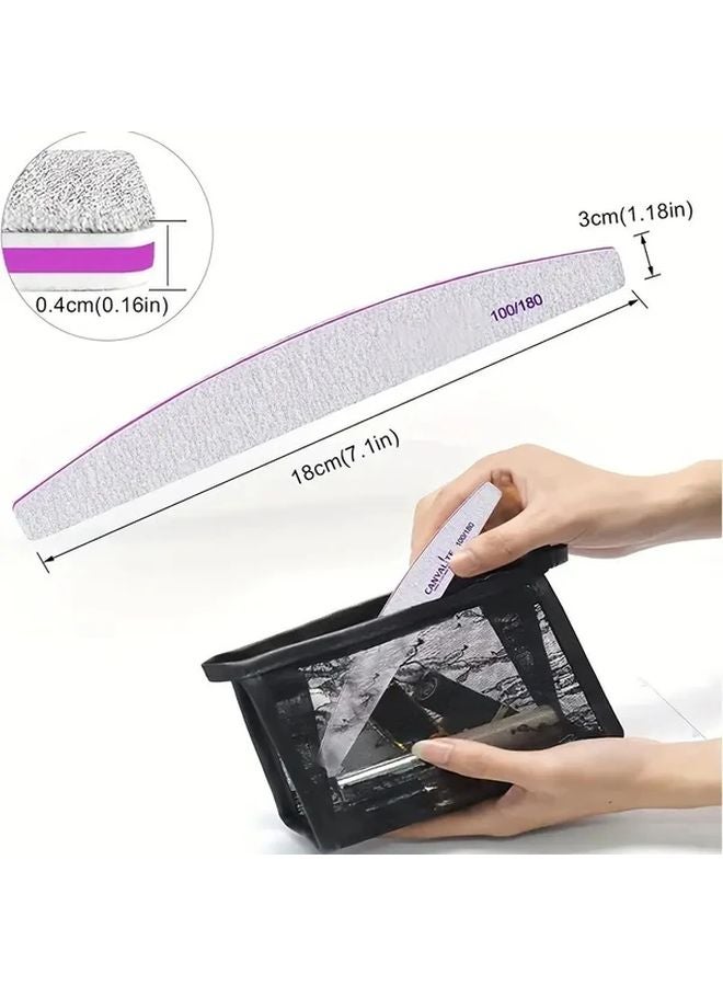 6 قطع من مبرد الأظافر الرمادي، حبيبات 100/180، ملمع مزدوج الجوانب للأظافر الطبيعية والأكريليك - Image 4