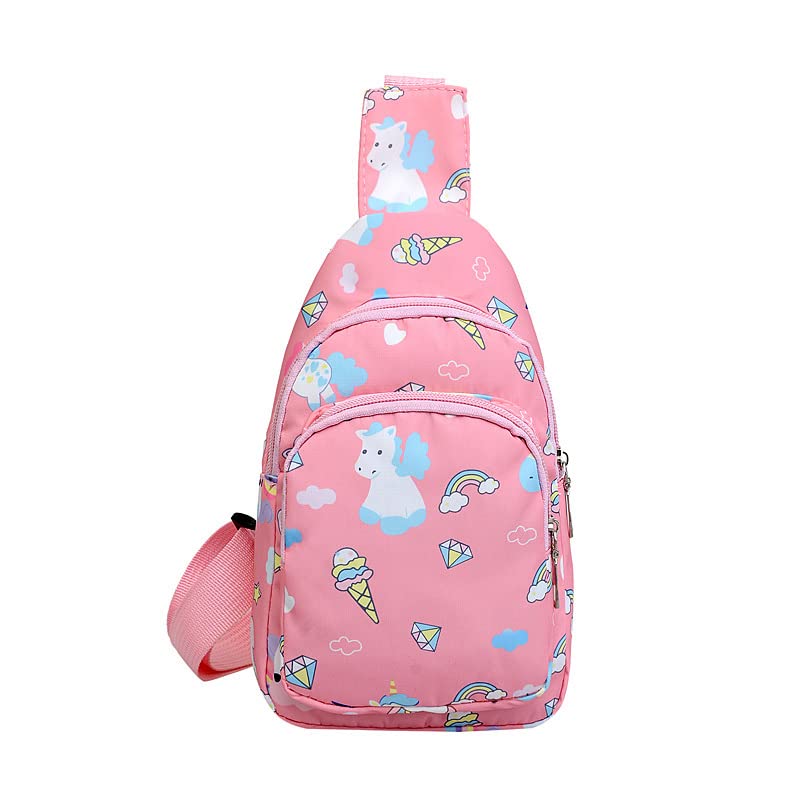 Hiflyer Kids Crossbody Bag Kids Sling Bags, Small Nylon Sling Bag for Kids Travel Bag for Kids, Cartoon Sling Bag for Kids (Pink) - Image 1