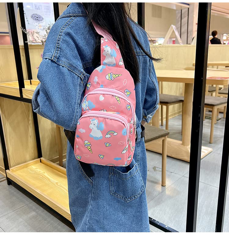 Hiflyer Kids Crossbody Bag Kids Sling Bags, Small Nylon Sling Bag for Kids Travel Bag for Kids, Cartoon Sling Bag for Kids (Pink) - Image 3