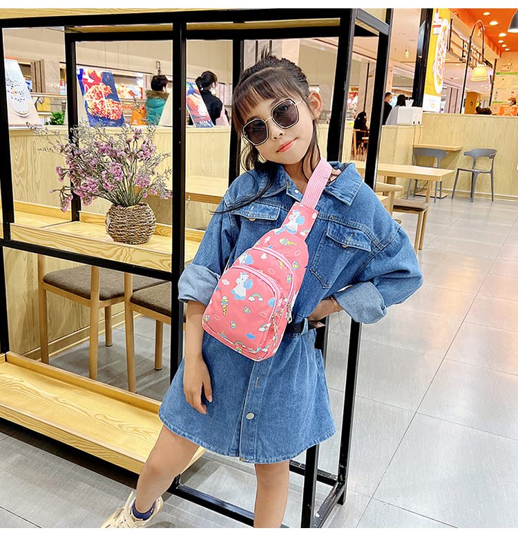 Hiflyer Kids Crossbody Bag Kids Sling Bags, Small Nylon Sling Bag for Kids Travel Bag for Kids, Cartoon Sling Bag for Kids (Pink) - Image 2