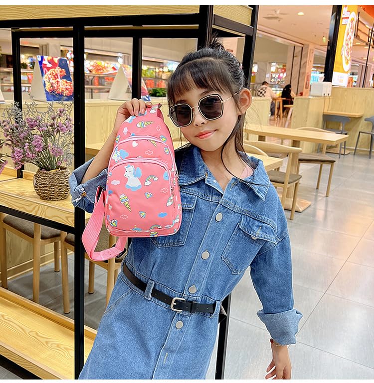 Hiflyer Kids Crossbody Bag Kids Sling Bags, Small Nylon Sling Bag for Kids Travel Bag for Kids, Cartoon Sling Bag for Kids (Pink) - Image 4