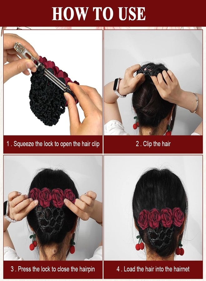MAYCREATE Hair Bun Accessories for Women Stylish Flower Maker Clips Net French Cover for Girls Ladies 3 PCS - Image 4