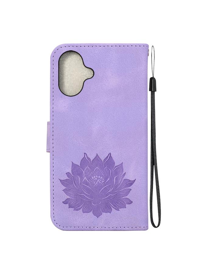 erorex Case For iPhone 16 Lotus Embossed Leather Phone Case  - Image 3