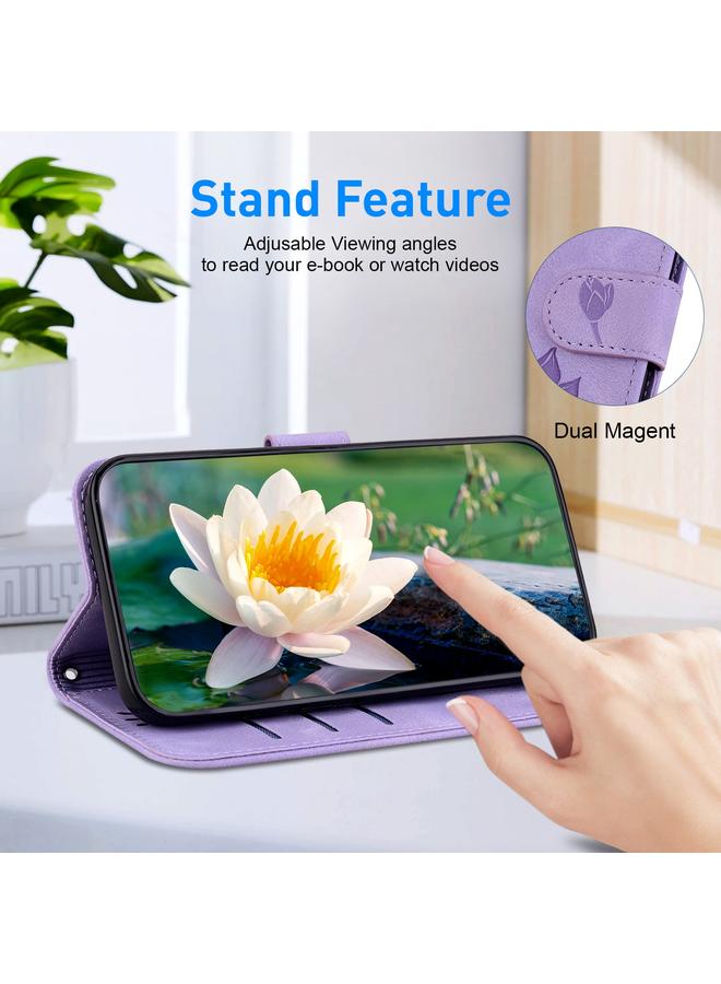erorex Case For iPhone 16 Lotus Embossed Leather Phone Case  - Image 5