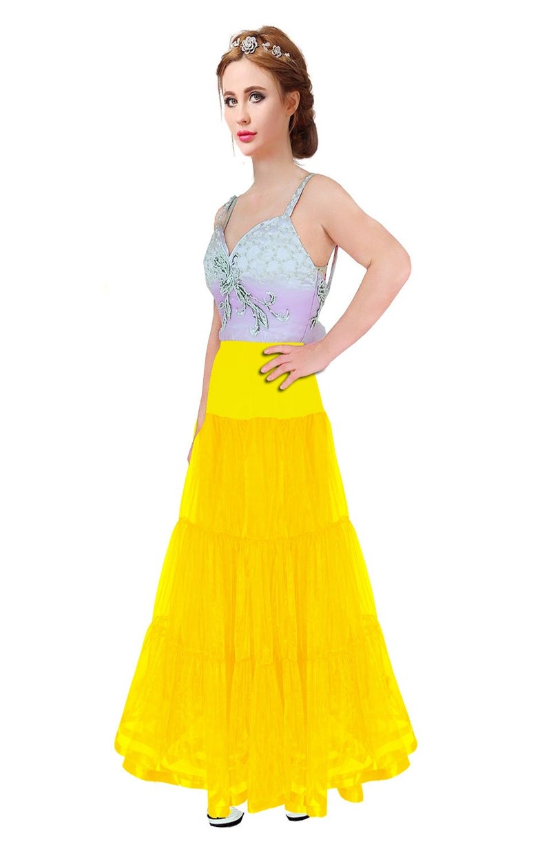 Shimaly Women's Floor Length Wedding Petticoat Long Underskirt for Formal Dress (S-L, Yellow) - Image 3