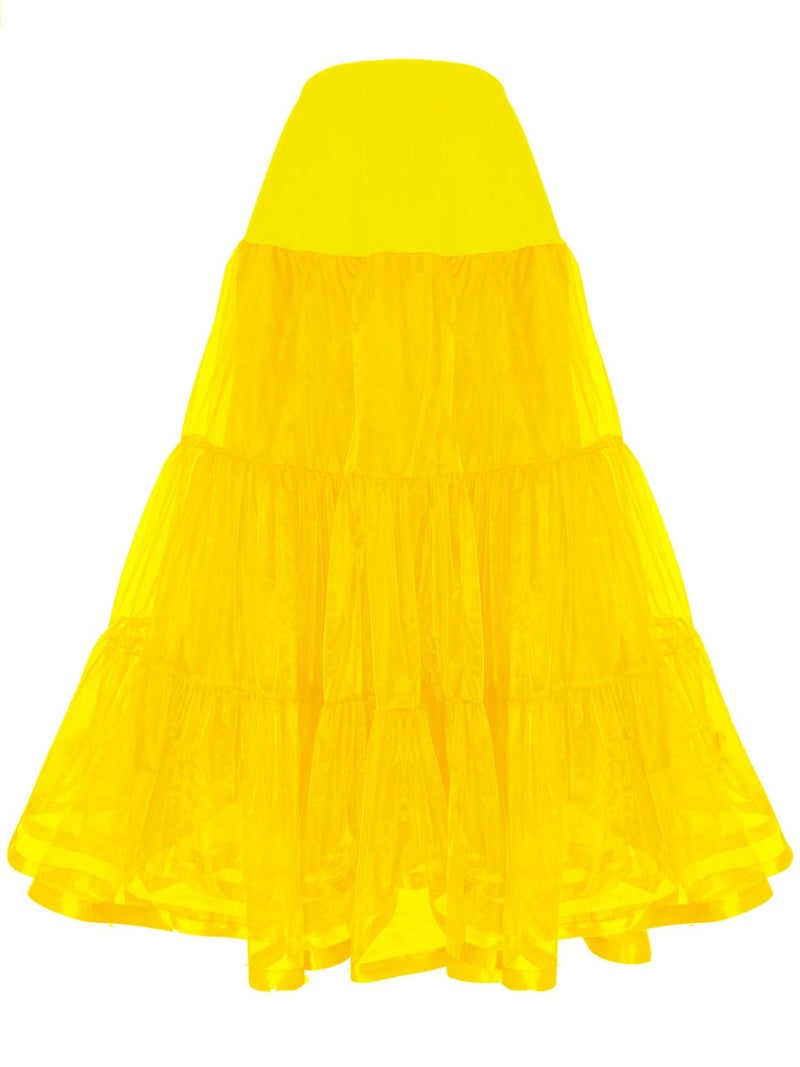 Shimaly Women's Floor Length Wedding Petticoat Long Underskirt for Formal Dress (S-L, Yellow) - Image 2