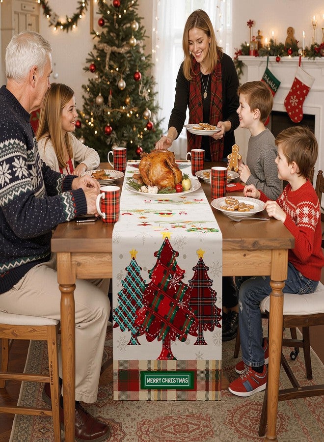 Yeomant 13x72 Inch Christmas Table Runner, Merry Christmas Table Decorations for Kitchen Dinning, Seasonal Winter Christmas Decorations Indoor for Home Party - Image 2