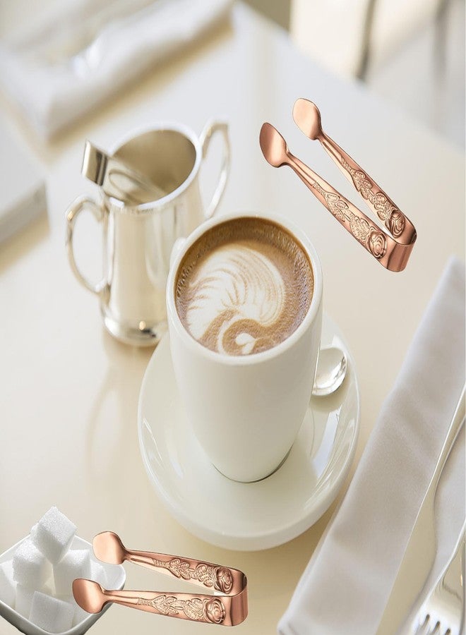 Sunenlyst Mini Serving Tongs, 6PCS Small Rose Sugar Cube Tong, Small serving tongs Stainless Steel Ice Tong, 4Inch Rose Gold tongs for Kitchen, Appetizers, Coffee Bar, Salad, Desserts and Charcuterie Board - Image 4