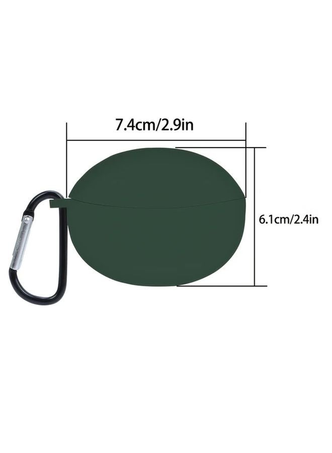Dark Green Silicone Protective Case with Metal Hook for OPPO Enco Air2 Pro Anti Drop Shockproof - Image 3