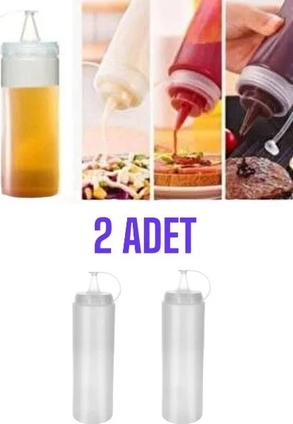 Hane216 2 Pieces Plastic Oil Bottle with Leak Proof Cover Oil Pot Sauce Bottle 700 ml