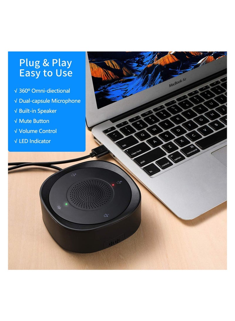 SYOSI - Conference Speaker and Microphone, USB Speakerphone Microphone, with 360º Voice Pickup, Touch-Sensor Buttons for Mute/unmute, Streaming, Call Speaker Skype, Webinar, Interview - Image 1
