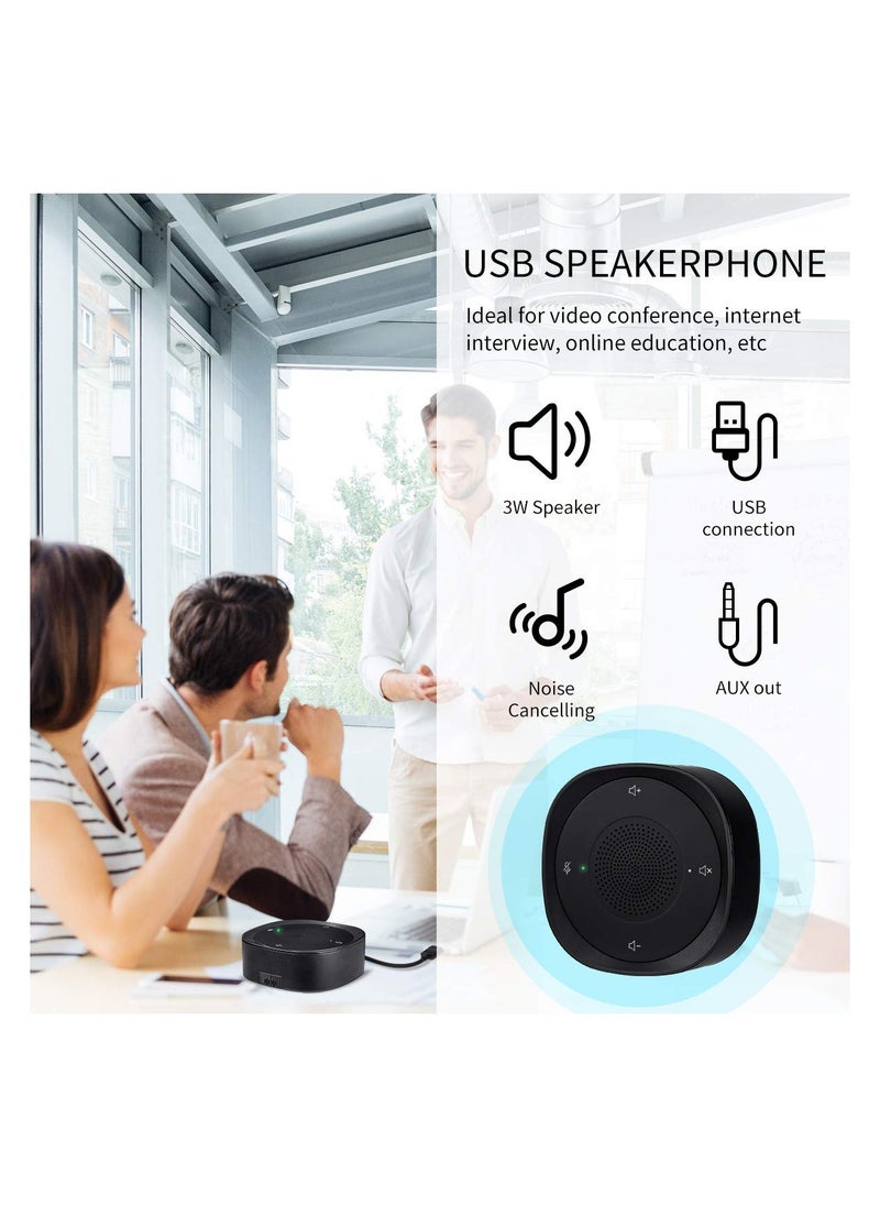 SYOSI - Conference Speaker and Microphone, USB Speakerphone Microphone, with 360º Voice Pickup, Touch-Sensor Buttons for Mute/unmute, Streaming, Call Speaker Skype, Webinar, Interview - Image 1