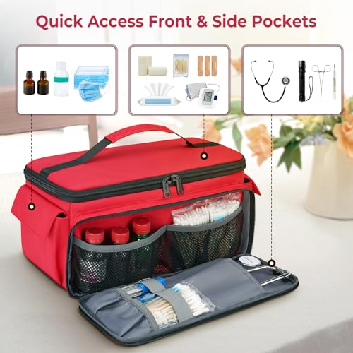 Mancro First Aid Bags Empty, Medical Travel Bag with Multi Pockets, Pill Bottle Organizer for Travel, Home Storage, Trauma Bag for EMT, Nurses, Doctor, Emergency Bag for Medicine, Medical Supplies - Image 5