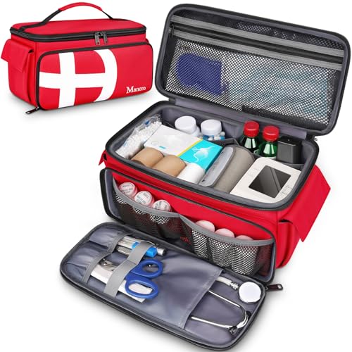 Mancro First Aid Bags Empty, Medical Travel Bag with Multi Pockets, Pill Bottle Organizer for Travel, Home Storage, Trauma Bag for EMT, Nurses, Doctor, Emergency Bag for Medicine, Medical Supplies - Image 1