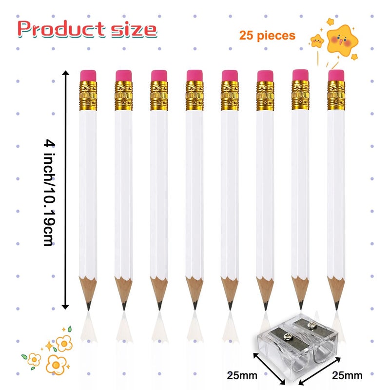 Adhere 25pcs Golf Pencils with eraser Hexagon Wooden Pencils Graphite 2B for Golf Event Scoring,Classroom,Wedding,Company Meetings,Pew, Pocket (white) - Image 2