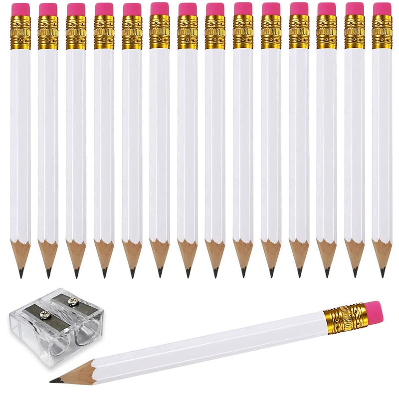 Adhere 25pcs Golf Pencils with eraser Hexagon Wooden Pencils Graphite 2B for Golf Event Scoring,Classroom,Wedding,Company Meetings,Pew, Pocket (white) - Image 1