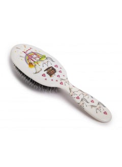 Natural Mixed Boar Bristle Hair Brush For Women And Kids (Large 8.3) Perfect For Wet Or Dry Hair Detangling Smoothing Blowdrying Designed & Made In Uk Unicorns Design