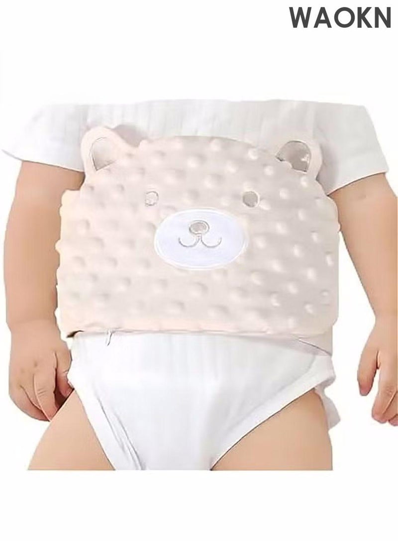 WAOKN Baby Colic and Gas Relief Bellyband,  NATURAL RED BEAN Heated Tummy Wrap, Baby Heating Pad Swaddle Belt Forbloating and Upset Stomach 0 - 3 Years Relieves Colic, Gas, Acid Reflux, And Tummy Cramps(Beige) - Image 2