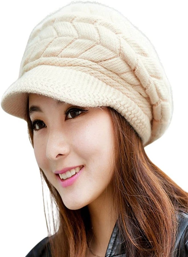 Alexvyan Imported Unisex Wool Men and Women Winter Cap Woolen Knitted Warm Hat (Fur Inside) Hats for Ladies Beanie Girls Skullies Caps (Beige) - Image 1
