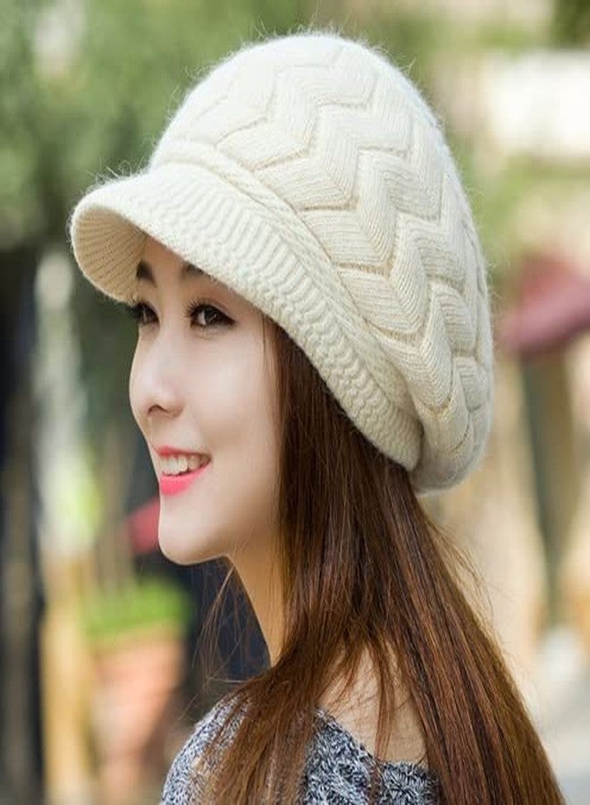 Alexvyan Imported Unisex Wool Men and Women Winter Cap Woolen Knitted Warm Hat (Fur Inside) Hats for Ladies Beanie Girls Skullies Caps (Beige) - Image 5