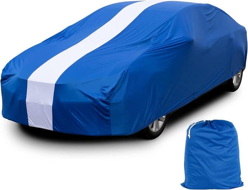 Favoto Dustproof Sedan Car Cover with Storage Bag - Universal Fit 177-193 Inch - Blue-Upgraded - Image 1