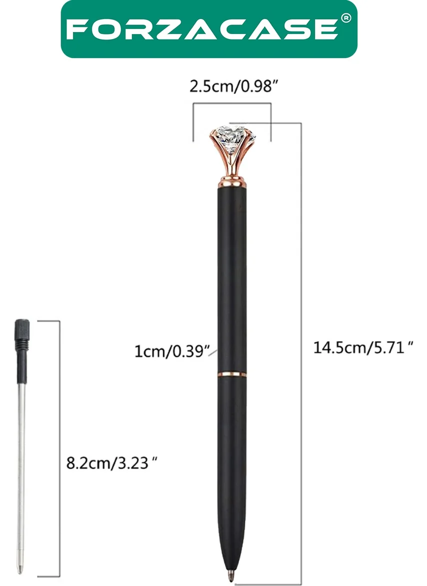 Forzacase Double Diamond Stone Metal Pen Set of 2 Ballpoint Pens - FC556