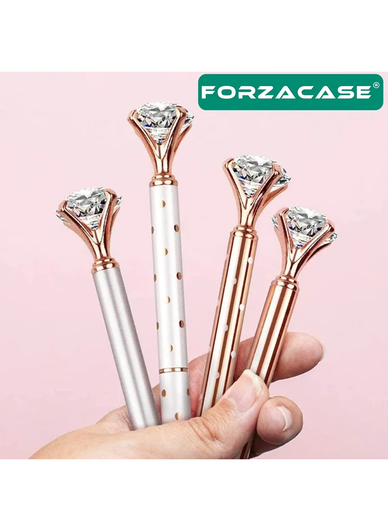 Forzacase Double Diamond Stone Metal Pen Set of 2 Ballpoint Pens - FC556