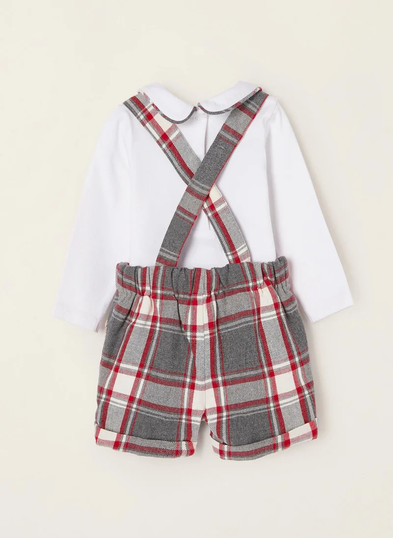 Zippy Bodysuit + Dungarees Set for Newborn Baby Boys 'B&S', Gris/Rouge