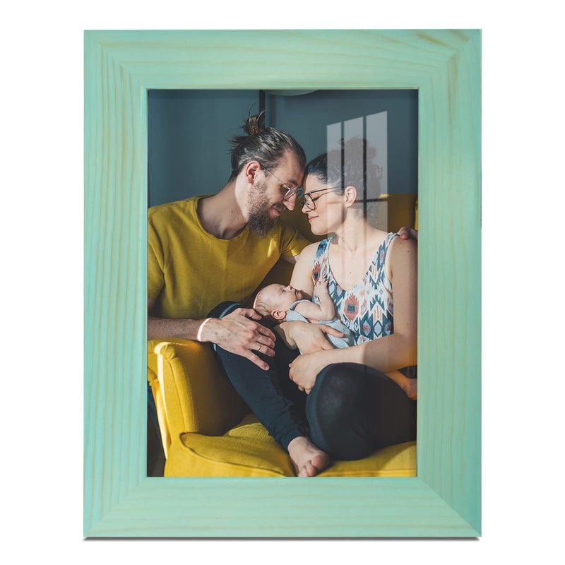 Renditions Gallery Renditions 3.5x5 inch Solid Wood Picture Frame  High Definition Glass and High-end Modern Style Cream Colored for Wall and Tabletop Photo Display  Palegreen Wood Grain Frame - Image 1