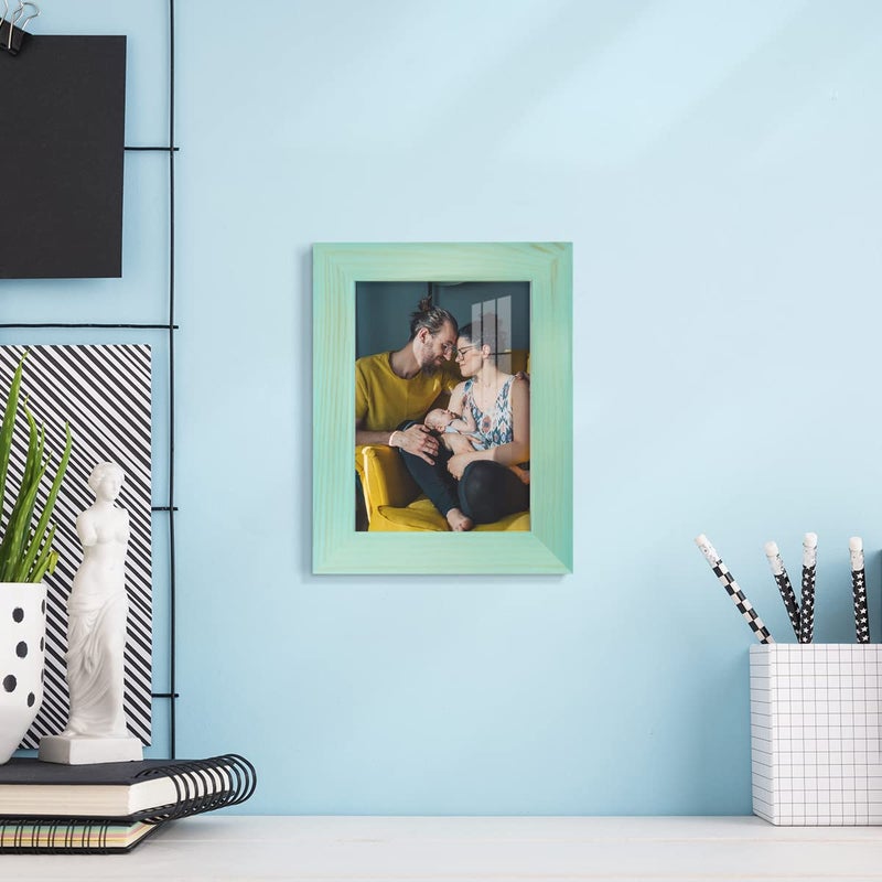 Renditions Gallery Renditions 3.5x5 inch Solid Wood Picture Frame  High Definition Glass and High-end Modern Style Cream Colored for Wall and Tabletop Photo Display  Palegreen Wood Grain Frame - Image 3