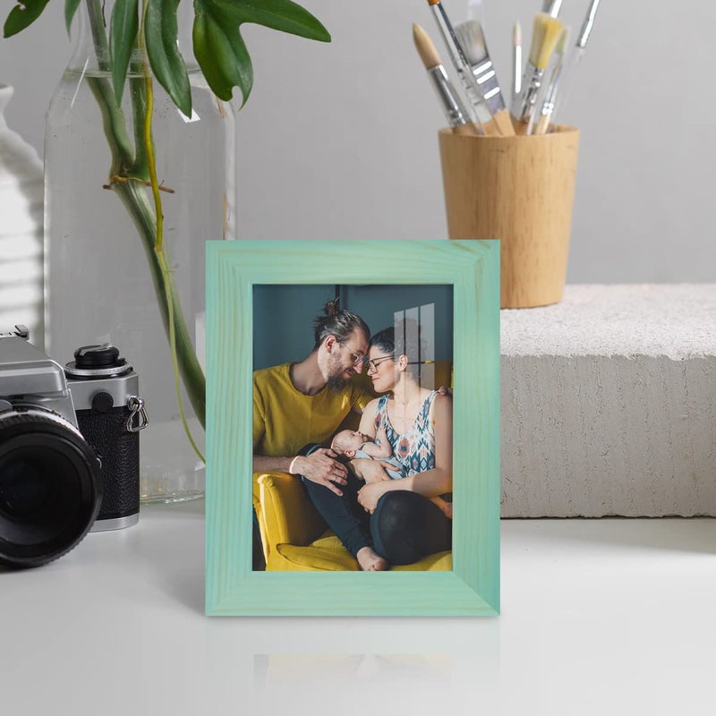 Renditions Gallery Renditions 3.5x5 inch Solid Wood Picture Frame  High Definition Glass and High-end Modern Style Cream Colored for Wall and Tabletop Photo Display  Palegreen Wood Grain Frame - Image 2
