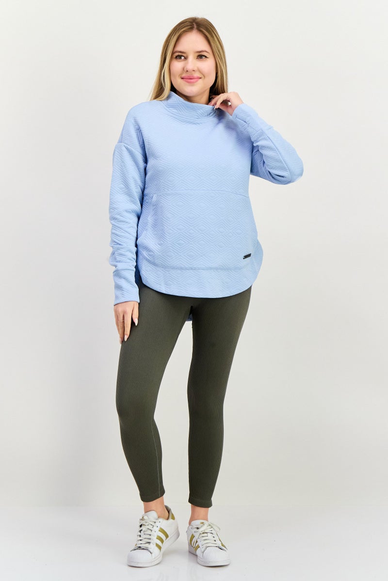 NINE WEST بلوزة رياضية نسائية بأكمام طويلة مناسبة في الهواء الطلق، زرقاء - Image 4