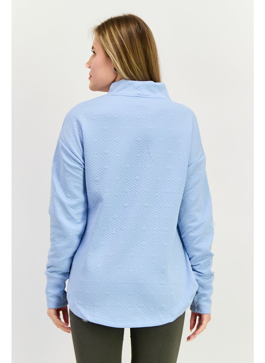 NINE WEST Women Sportswear Fit Long Sleeve Outdoor Sweatshirt, Blue  - Image 2