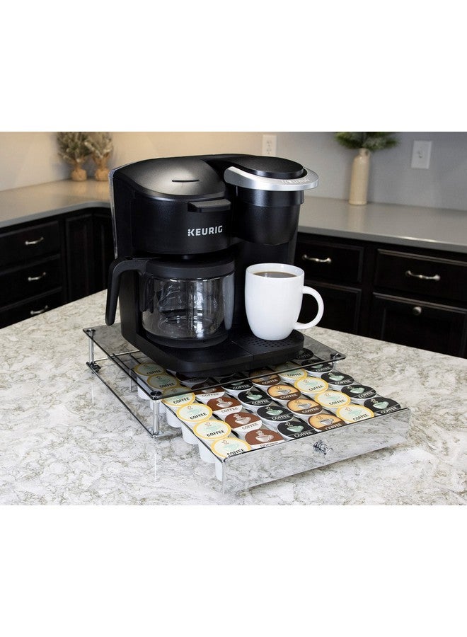 Nifty Solutions Nifty Rolling Coffee Pod Drawer - Glass Top & Chrome Finish, Compatible with K-Cups, 36 Pod Pack Holder, Compact Under Coffee Pot Storage Drawer, Slim Home Kitchen Counter Organizer - Image 2