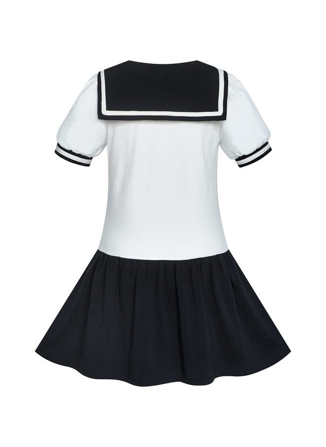 Sunny Fashion Girls Dress Black Sailor School Uniform Big Bow Tie Size 6  - Image 2