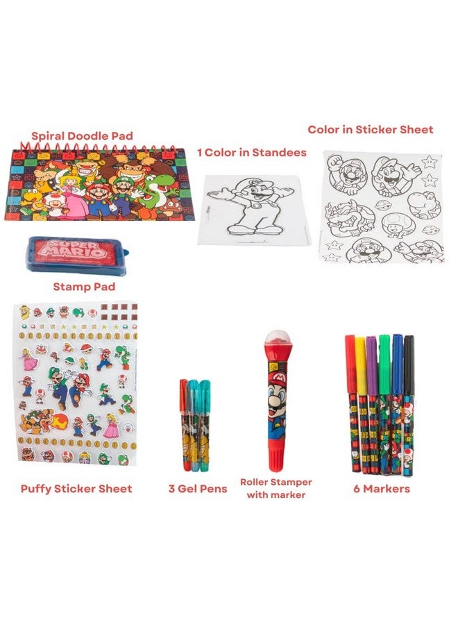 Super Mario Brothers Coloring & Sticker Activity Set For Kids With Travel Carrying Case - Image 4