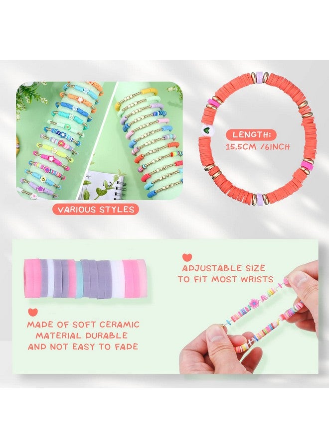 جيديف 48 قطعة من أساور الصداقة الملونة للأطفال مجموعة أساور مطرزة قابلة للتعديل وقابلة للتعديل سوار سويفت Preppy Heishi Surfer مجموعة أساور الصداقة للفتيات والنساء هدية عيد الميلاد (أساسية) - Image 2
