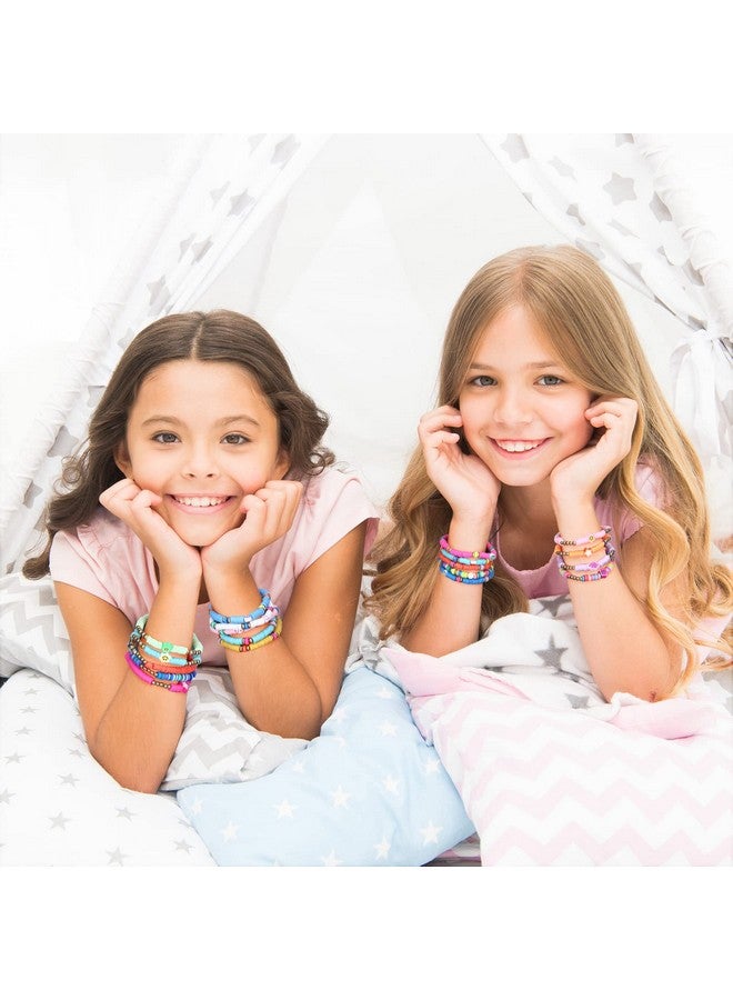 جيديف 48 قطعة من أساور الصداقة الملونة للأطفال مجموعة أساور مطرزة قابلة للتعديل وقابلة للتعديل سوار سويفت Preppy Heishi Surfer مجموعة أساور الصداقة للفتيات والنساء هدية عيد الميلاد (أساسية) - Image 4