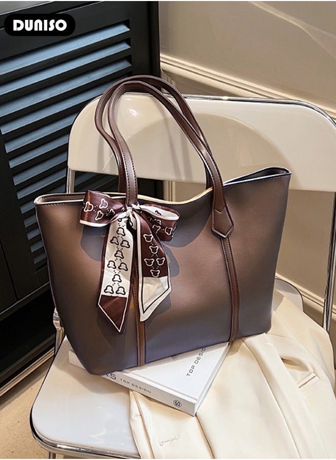 DUNISO - Women's Shoulder Tote Bag Faux Leather Handbag for Women Large Capacity Messenger Fashionable Travel Shoulder Bag for Ladies Girls College Students - Image 1