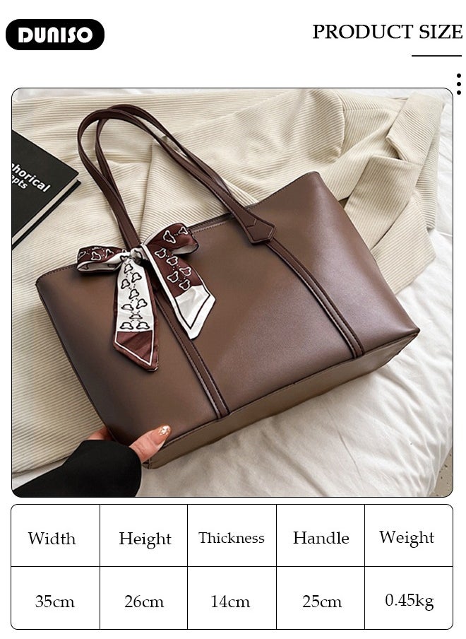 DUNISO - Women's Shoulder Tote Bag Faux Leather Handbag for Women Large Capacity Messenger Fashionable Travel Shoulder Bag for Ladies Girls College Students - Image 1