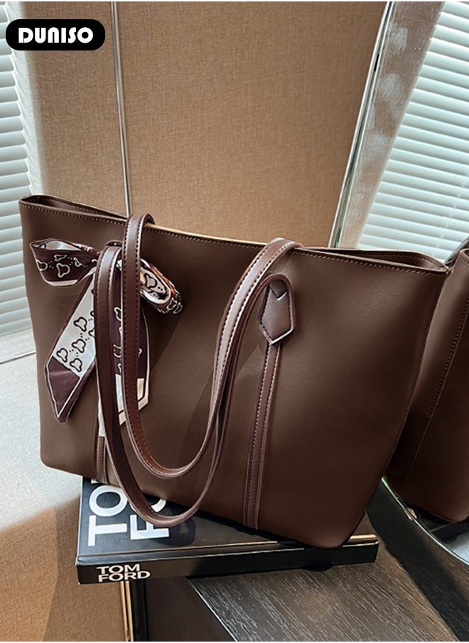 DUNISO - Women's Shoulder Tote Bag Faux Leather Handbag for Women Large Capacity Messenger Fashionable Travel Shoulder Bag for Ladies Girls College Students - Image 1