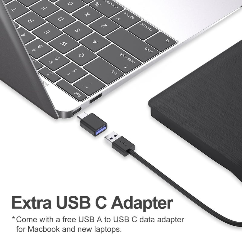 ORIGBELIE External CD/DVD Drive for Laptop, USB 3.0 CD Burner +/-RW CD ROM External DVD Drive Portable DVD Player for Laptop Desktop PC Apple Mac Windows 11/10/8/7/XP Linux OS - Image 5
