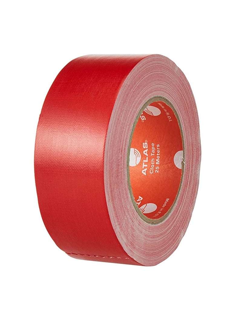 ATLAS 25-Meter Length Cloth Tape 2 Inch Wide Red Colour  - Image 1