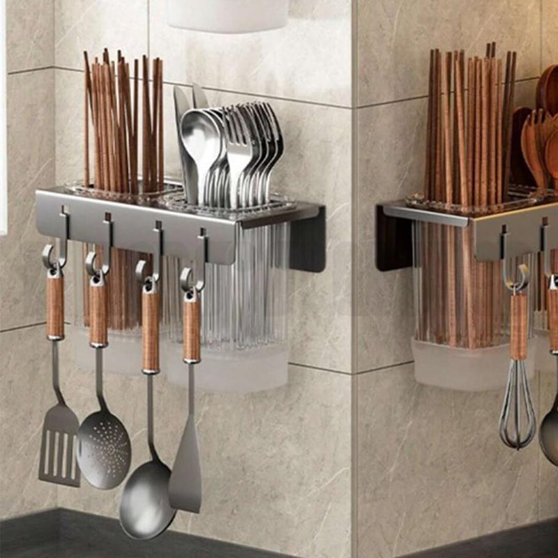 Marrone Wallmounted Chopstick Rest Chopstick Holder Household Spoon Holder Utensil Holder for Kitchen Counter Kitchen Decor Chopsticks Holder Utensil Holder for Storage Chopsticks Case 2 Container - Image 5