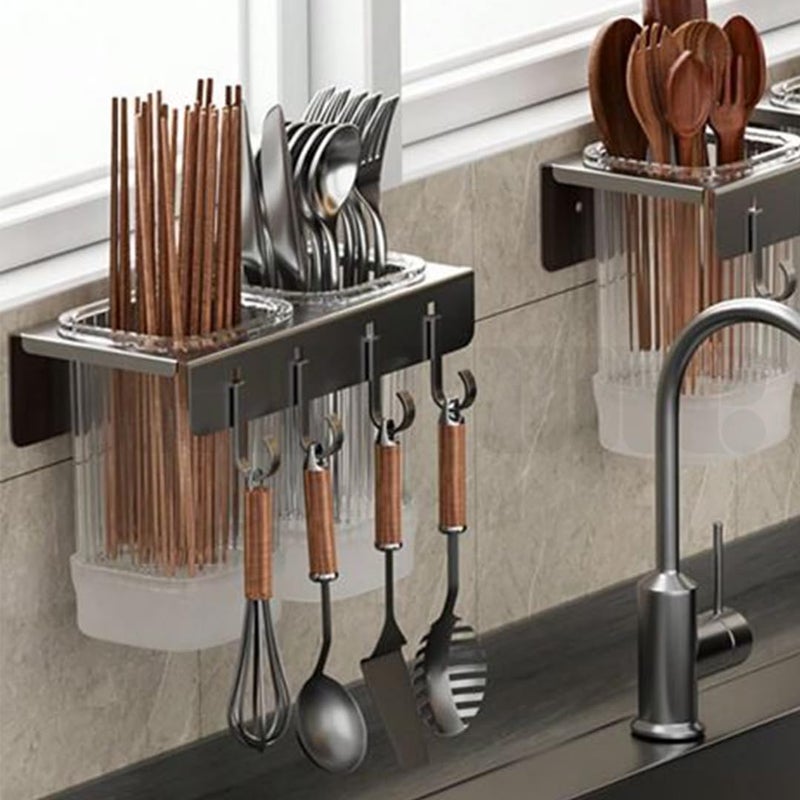 Marrone Wallmounted Chopstick Rest Chopstick Holder Household Spoon Holder Utensil Holder for Kitchen Counter Kitchen Decor Chopsticks Holder Utensil Holder for Storage Chopsticks Case 2 Container - Image 1