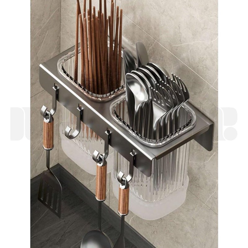 Marrone Wallmounted Chopstick Rest Chopstick Holder Household Spoon Holder Utensil Holder for Kitchen Counter Kitchen Decor Chopsticks Holder Utensil Holder for Storage Chopsticks Case 2 Container - Image 3