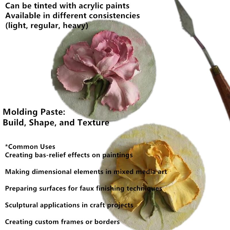 JAJADO White Modeling Paste for Textured Art 3D Sculpture Painting Paint High Density, Acrylic Medium, Texture Paste for Craft, Stencils for Painting, Ideal for Wood/T-Shirts/Glass/Stone - Image 3