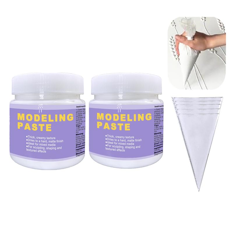 JAJADO White Modeling Paste for Textured Art 3D Sculpture Painting Paint High Density, Acrylic Medium, Texture Paste for Craft, Stencils for Painting, Ideal for Wood/T-Shirts/Glass/Stone - Image 1